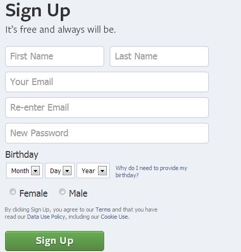Sign Up for Facebook